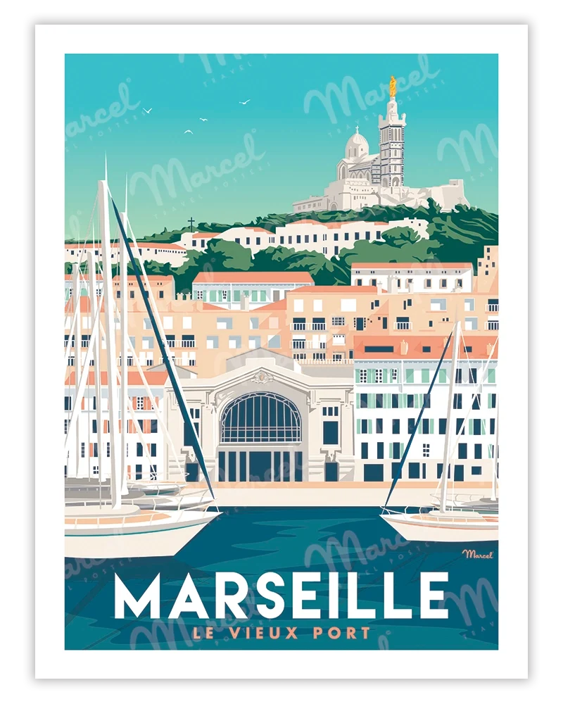 Affiche MARSEILLE "Le Vieux Port"