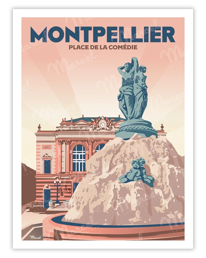 Affiche MONTPELLIER "Place de la Comédie"