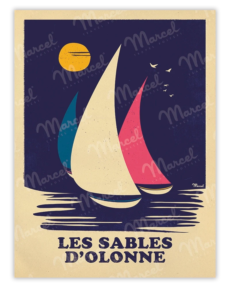 Affiche LES SABLES D'OLONNE "Rétro Sailing"