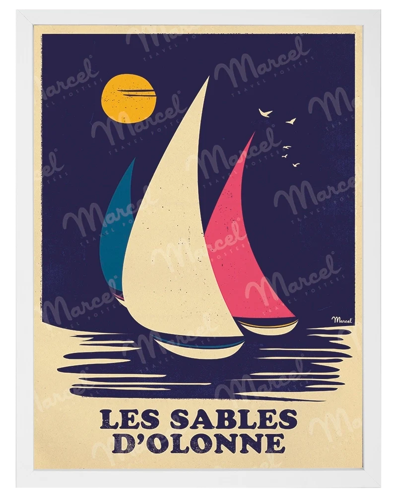 Affiche LES SABLES D'OLONNE "Rétro Sailing"