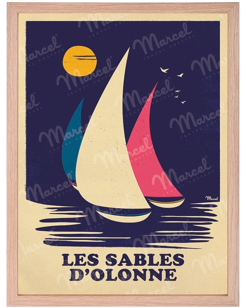 Affiche LES SABLES D'OLONNE "Rétro Sailing"