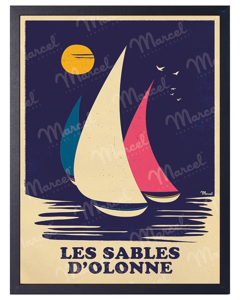 Affiche LES SABLES D'OLONNE "Rétro Sailing"