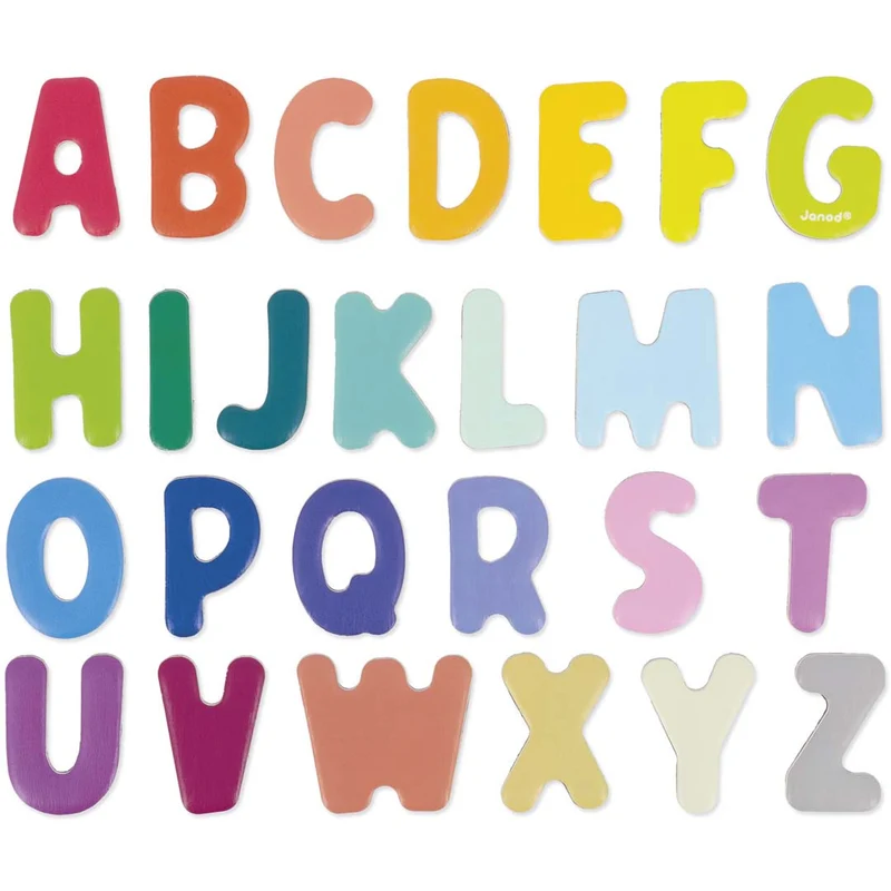 janod lettres magnétiques en bois - 52 pcs