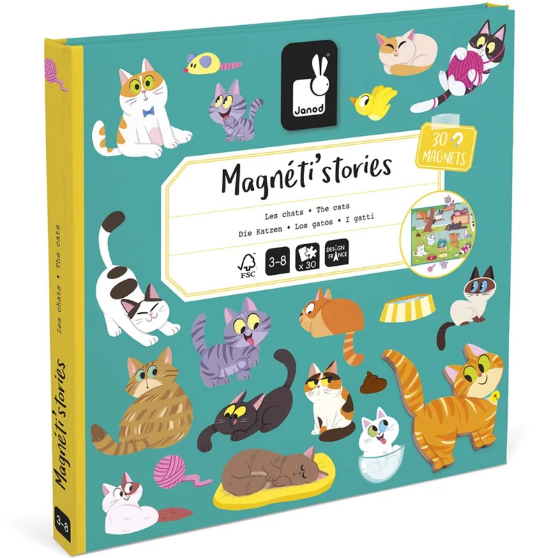 janod livre magnétique magnéti'stories - chats - 30 pcs