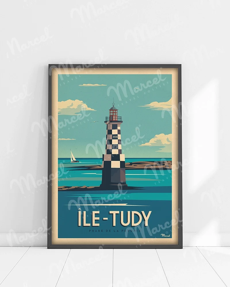 Affiche ÎLE-TUDY "Phare de la Perdrix"