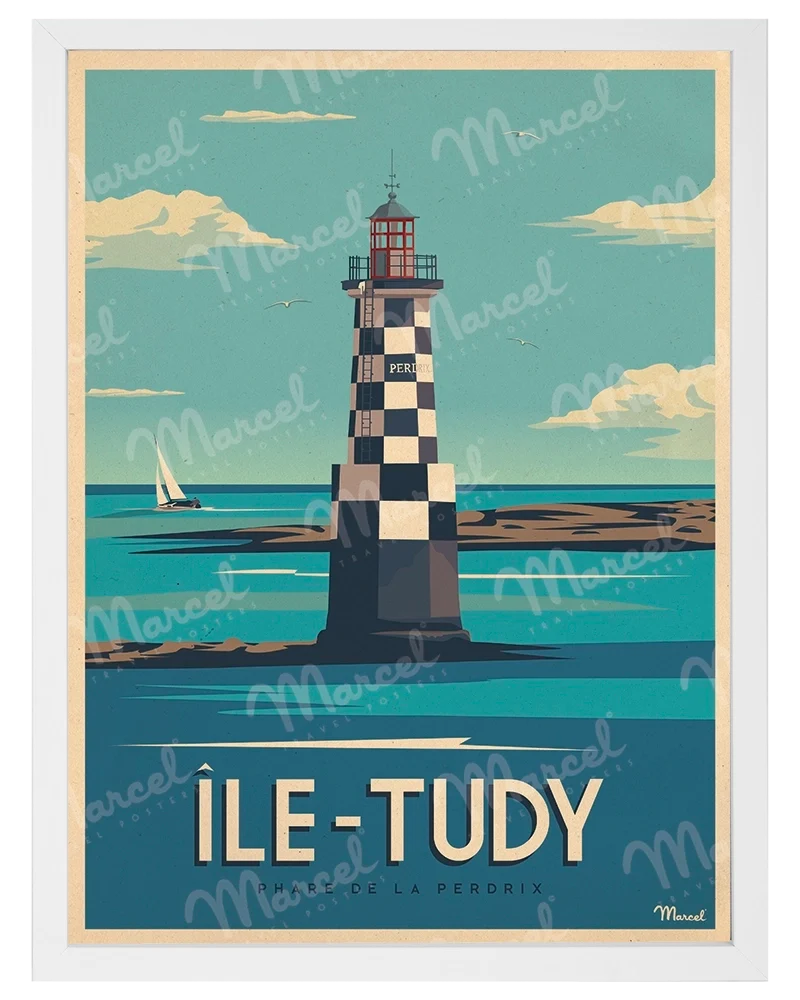 Affiche ÎLE-TUDY "Phare de la Perdrix"