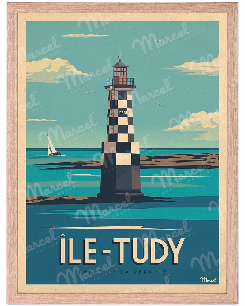 Affiche ÎLE-TUDY "Phare de la Perdrix"