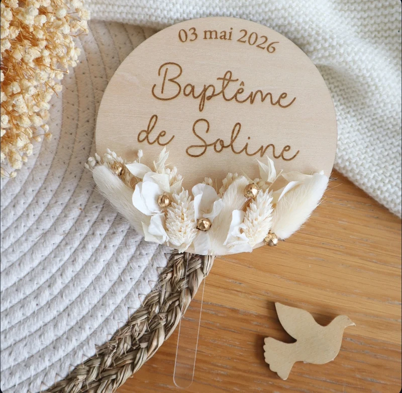 Cake-Topper - Mariage - Baptême - Communion - Couleur Ivoire & or