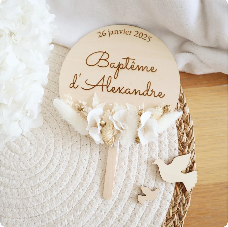 Cake-Topper - Mariage - Baptême - Communion - Couleur Ivoire & or