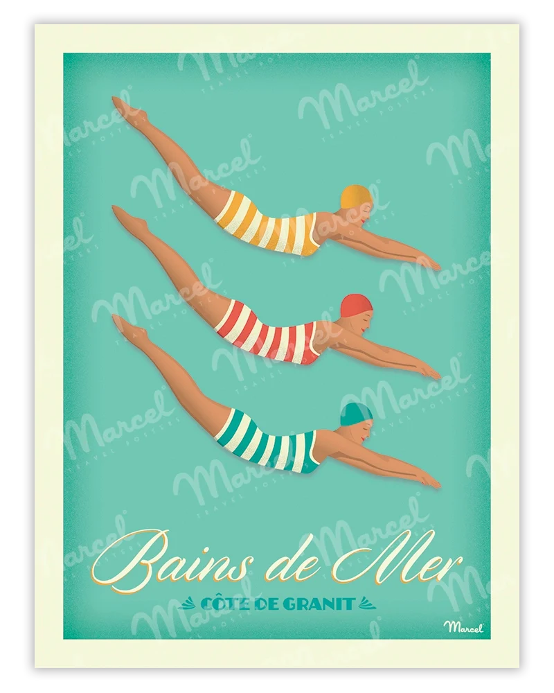 Affiche CÔTE DE GRANIT ROSE "Bain de Mer"