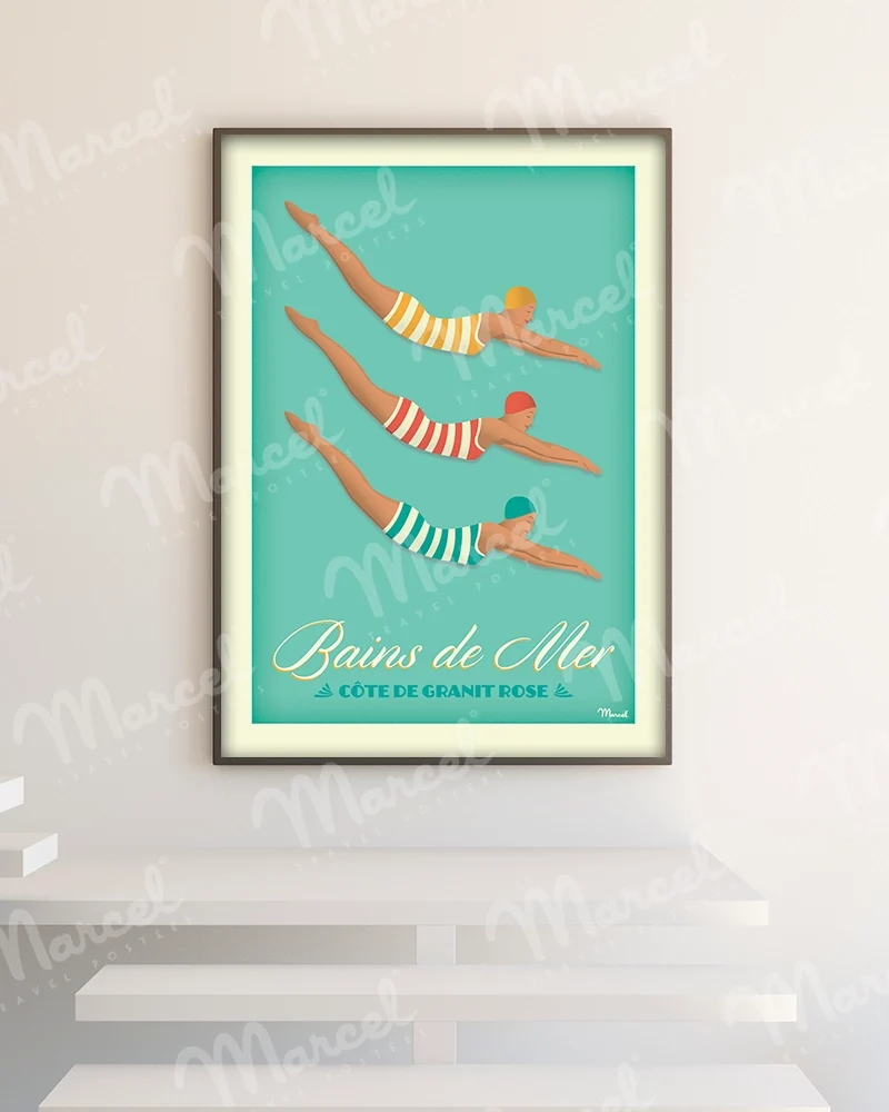 Affiche CÔTE DE GRANIT ROSE "Bain de Mer"