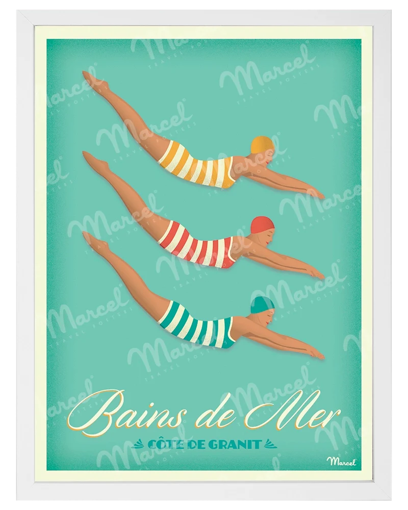 Affiche CÔTE DE GRANIT ROSE "Bain de Mer"