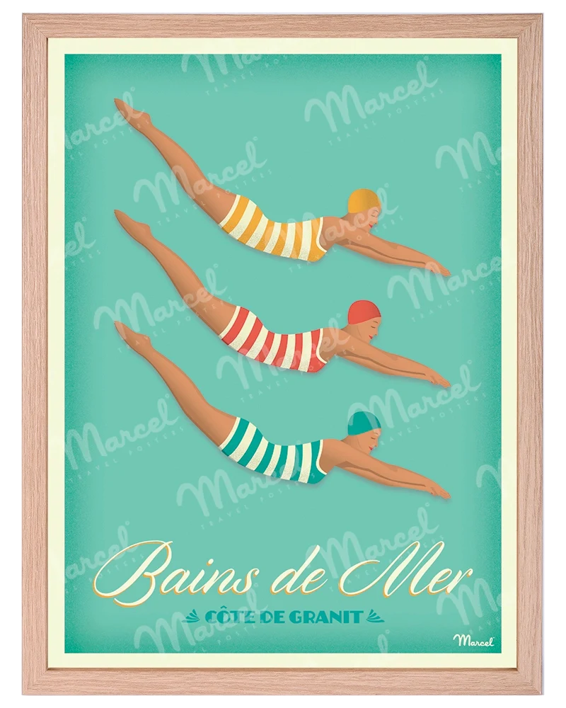 Affiche CÔTE DE GRANIT ROSE "Bain de Mer"