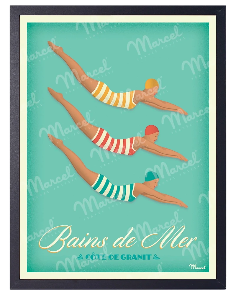 Affiche CÔTE DE GRANIT ROSE "Bain de Mer"