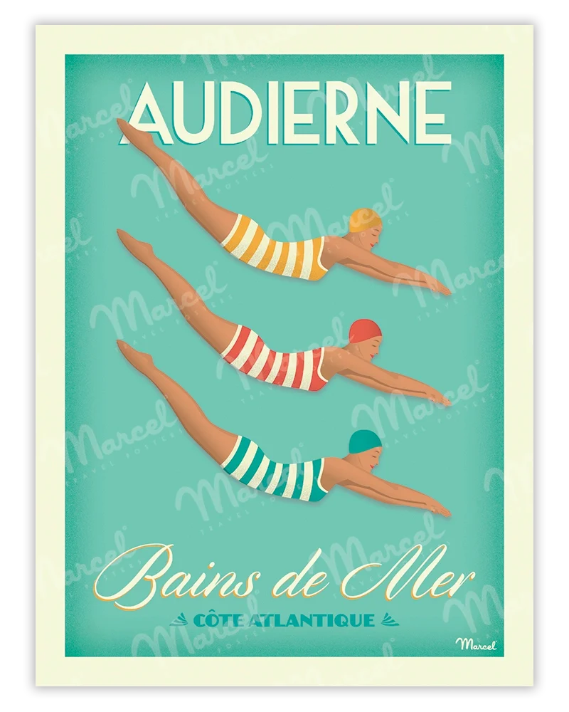 Affiche AUDIERNE "Bains de Mer"