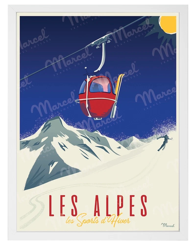 Affiche LES ALPES "La Télécabine"