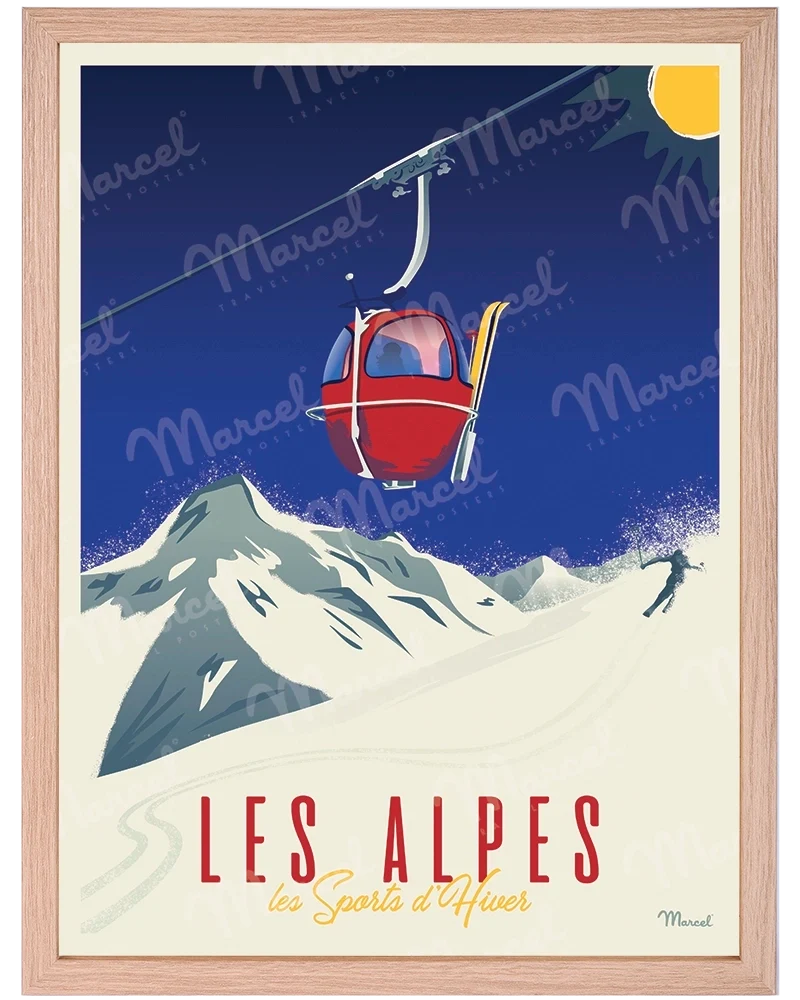 Affiche LES ALPES "La Télécabine"
