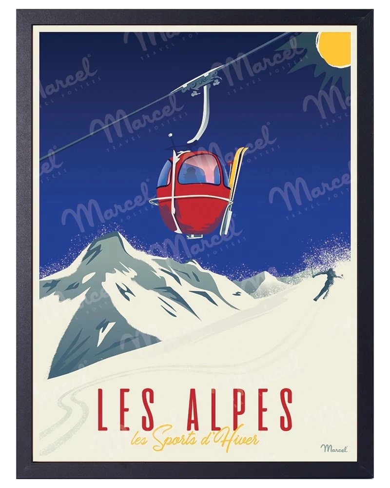 Affiche LES ALPES "La Télécabine"