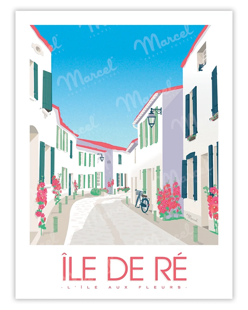 Affiche ÎLE DE RÉ "L'île aux Fleurs"