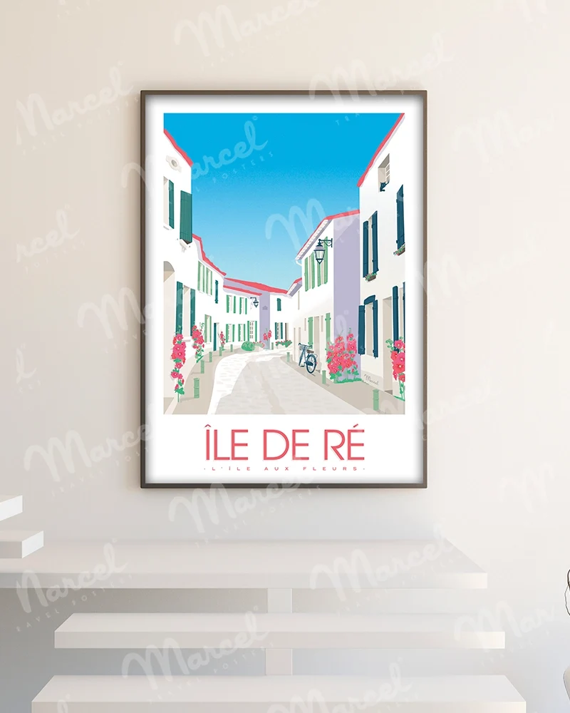 Affiche ÎLE DE RÉ "L'île aux Fleurs"