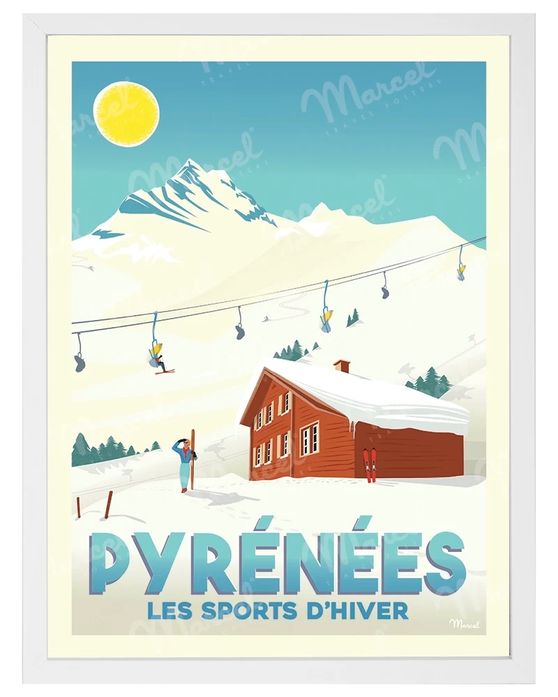 Affiche PYRÉNÉES "Les Sports d'Hiver"