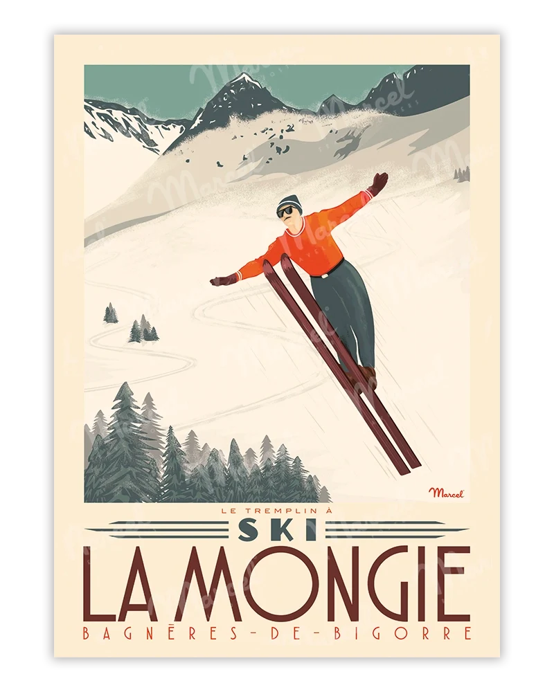 Affiche LA MONGIE "Tremplin à ski"