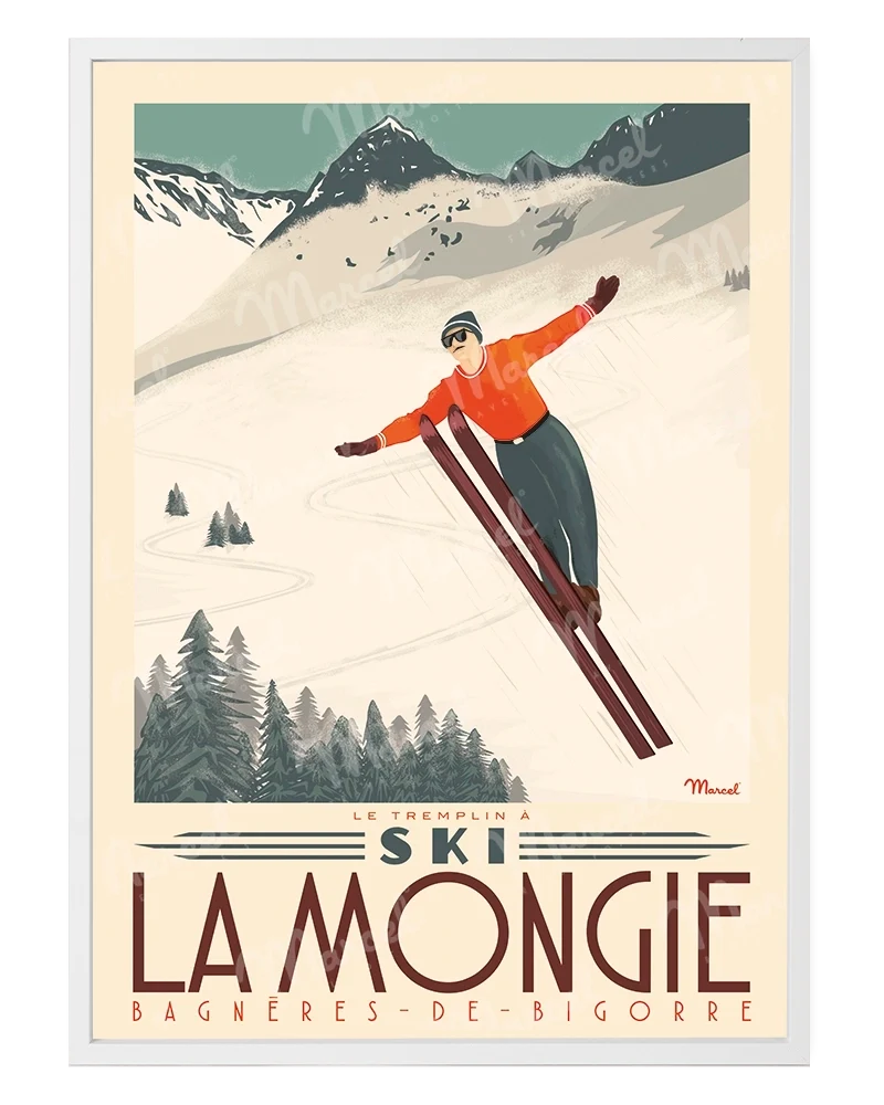 Affiche LA MONGIE "Tremplin à ski"