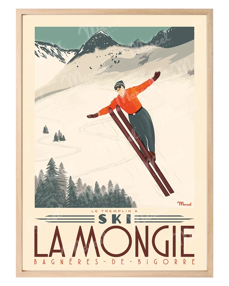 Affiche LA MONGIE "Tremplin à ski"