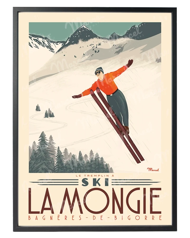 Affiche LA MONGIE "Tremplin à ski"