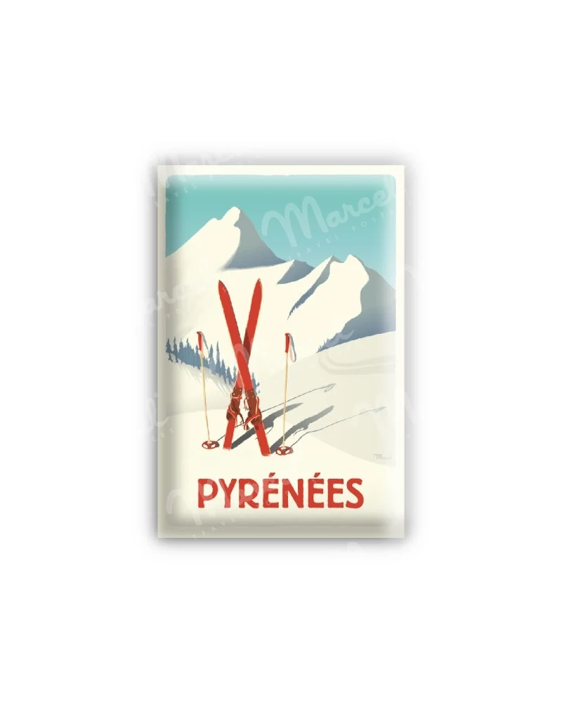 Magnet LES PYRÉNÉES "Skis Rouges"