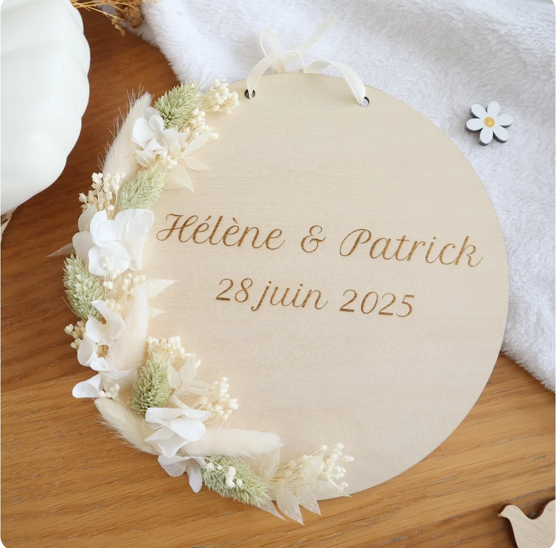 Plaque mariage - Porte alliances - fleurs séchées - couleurs au choix