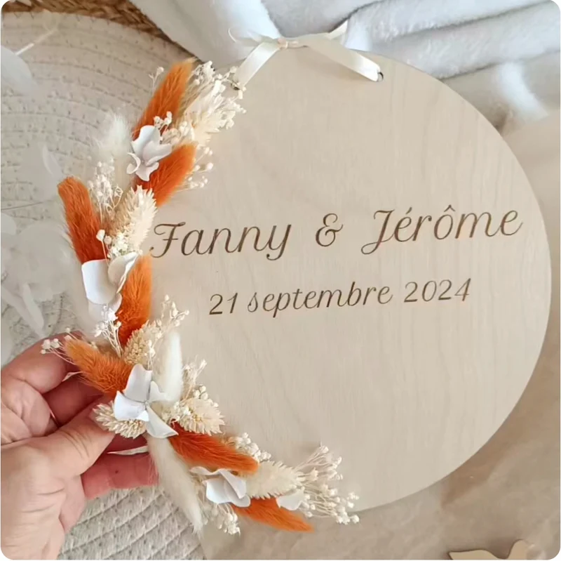 Plaque mariage - Porte alliances - fleurs séchées - couleurs au choix