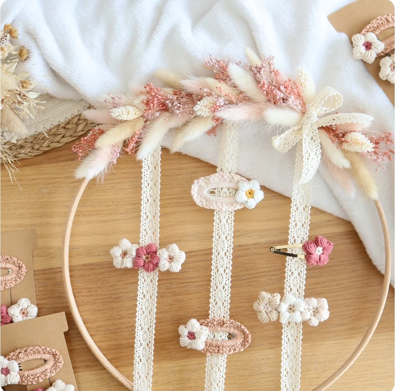 Porte-Barrettes - Fleurs séchées - Envoi sous 6 semaines