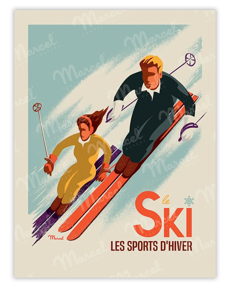 Affiche CLASSIC WINTER "Les Skieurs"