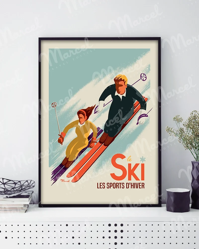 Affiche CLASSIC WINTER "Les Skieurs"