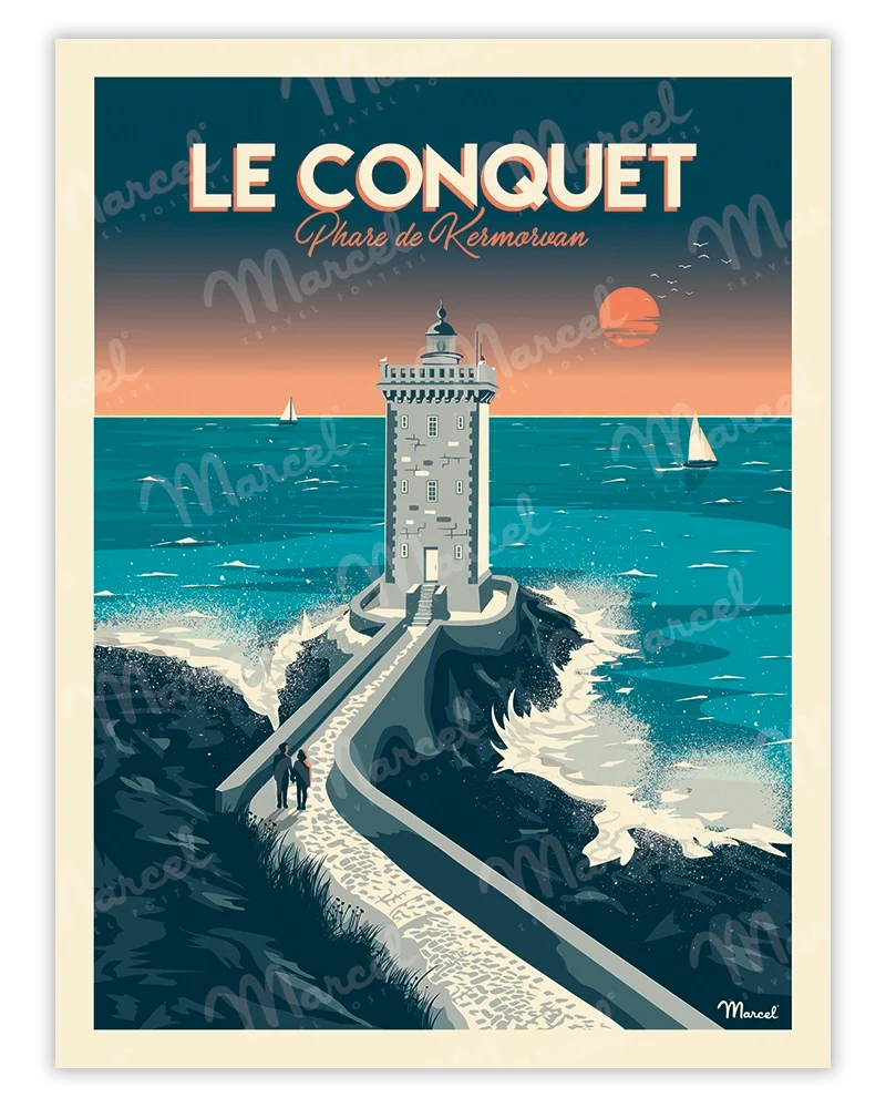 Affiche LE CONQUET "Phare de Kermorvan"