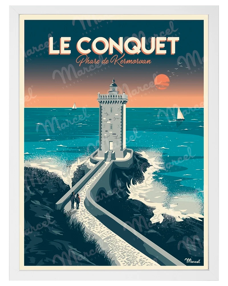 Affiche LE CONQUET "Phare de Kermorvan"