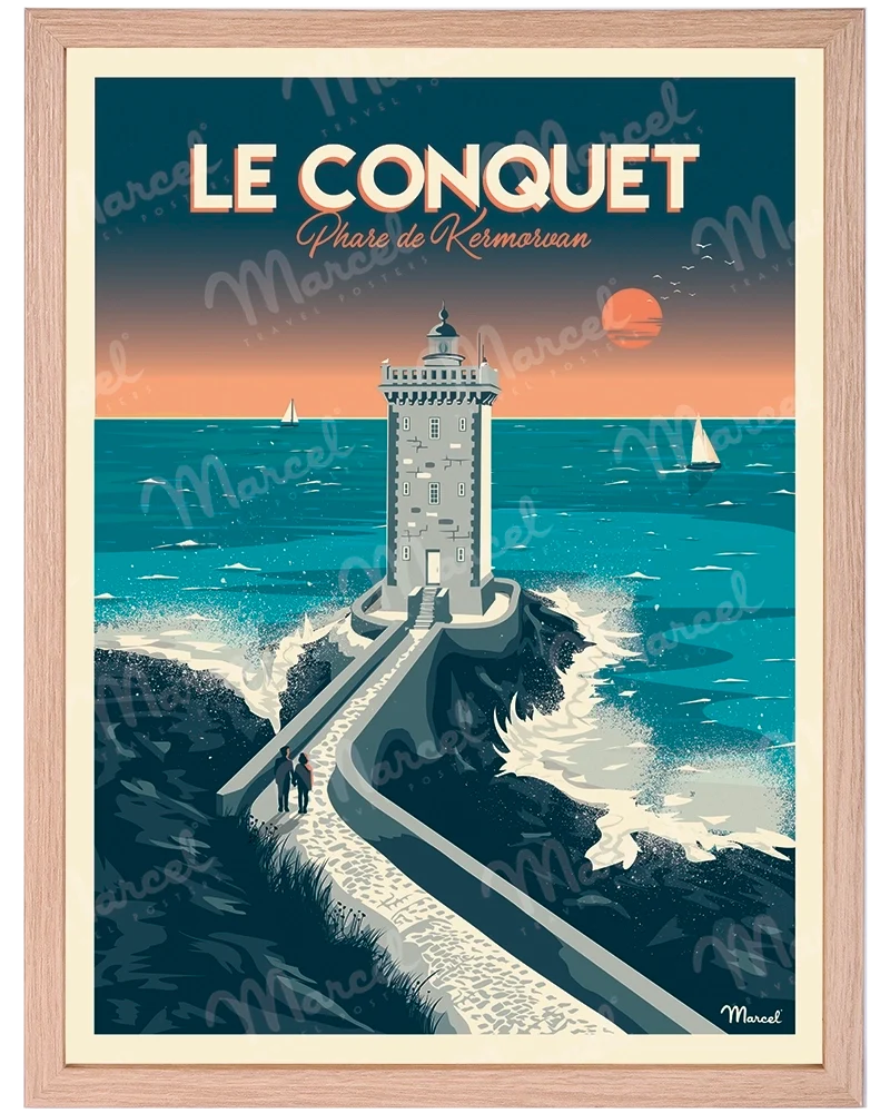 Affiche LE CONQUET "Phare de Kermorvan"