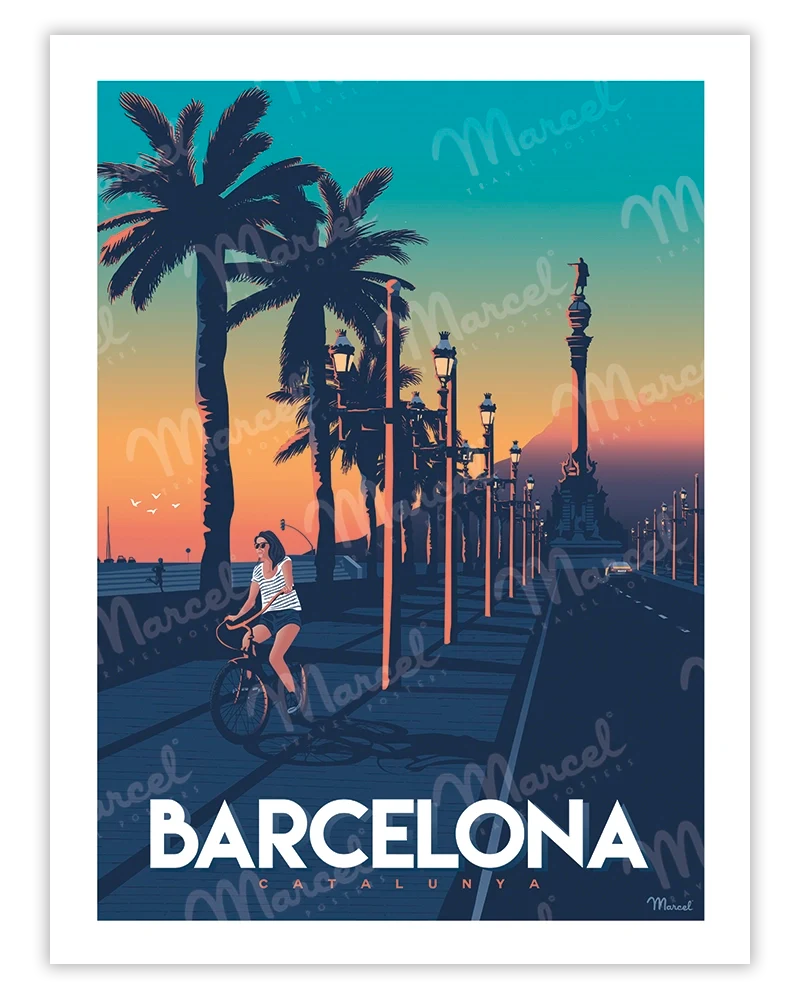 Affiche BARCELONE "Passeig de Colom"