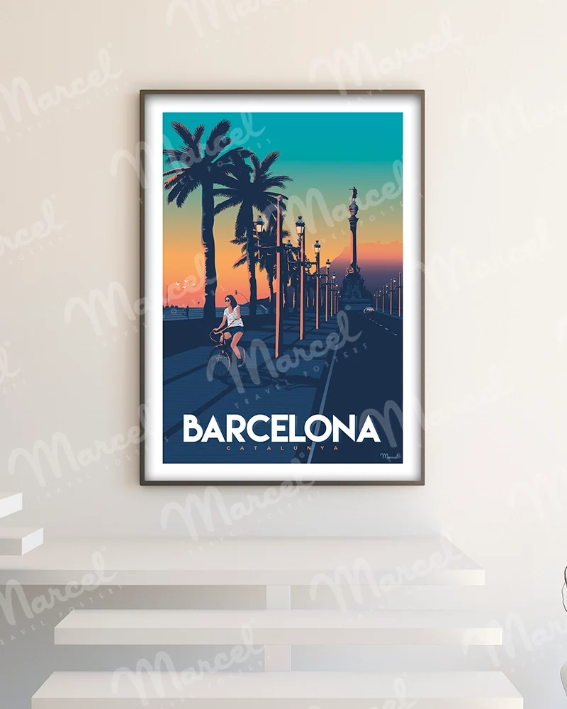 Affiche BARCELONE "Passeig de Colom"