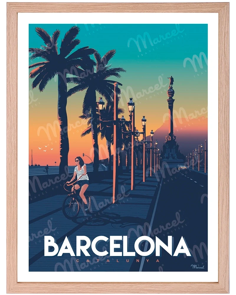 Affiche BARCELONE "Passeig de Colom"