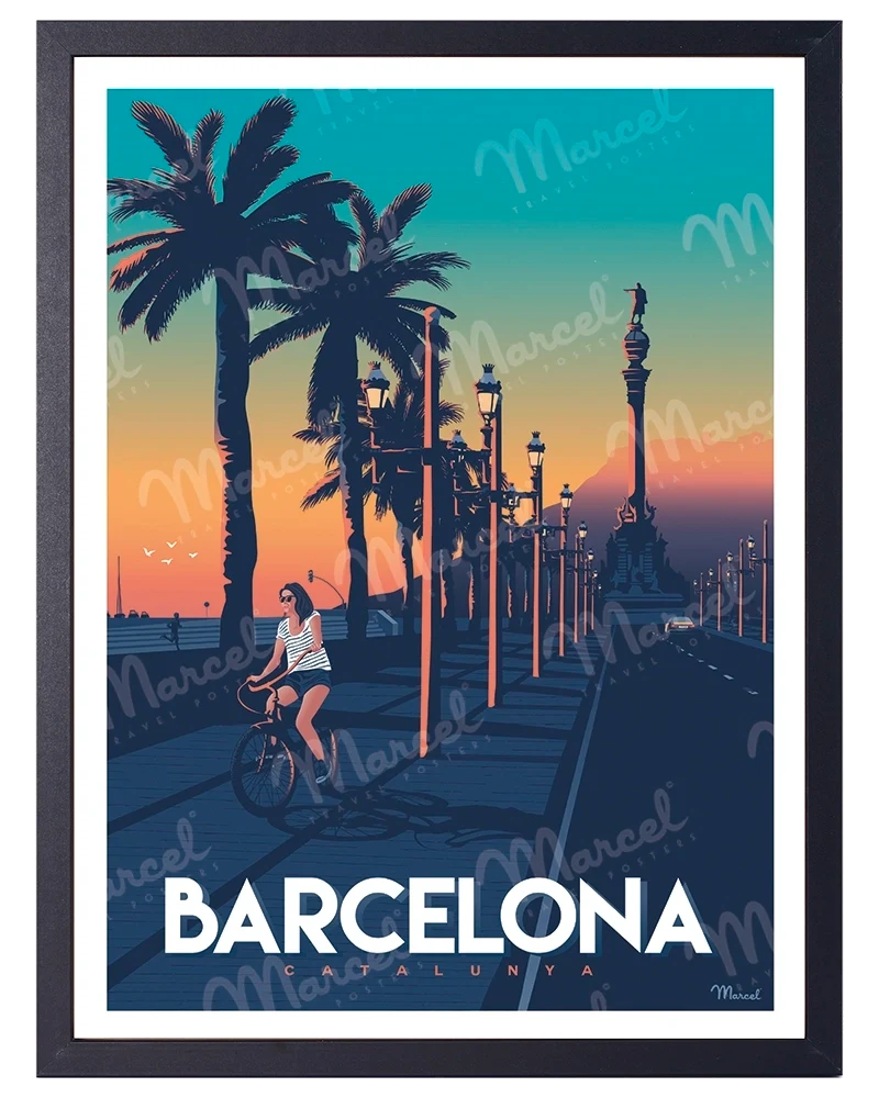 Affiche BARCELONE "Passeig de Colom"