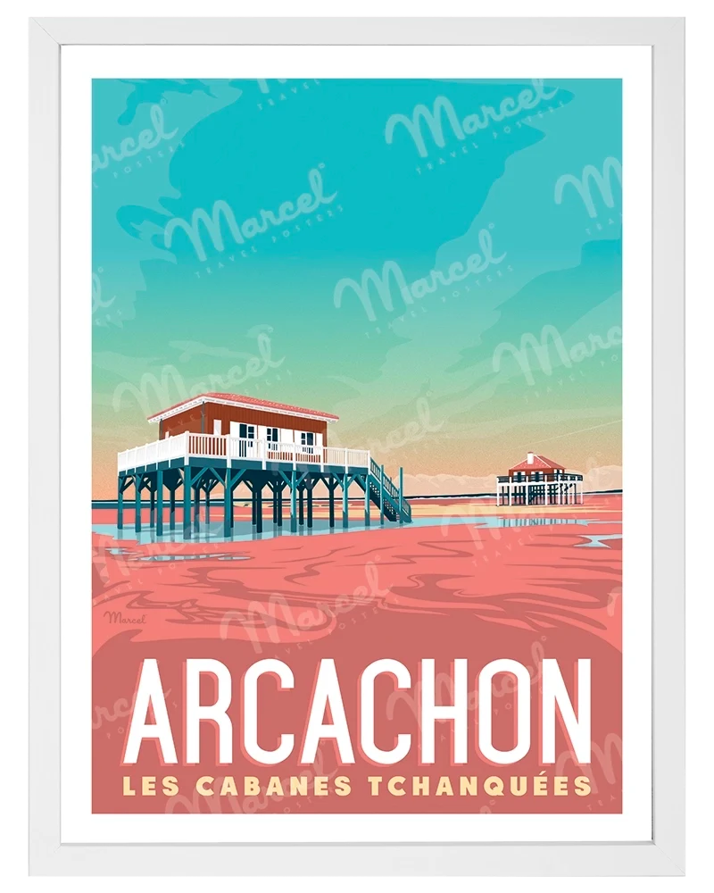 Affiche ARCACHON "Les Cabanes Tchanquées"