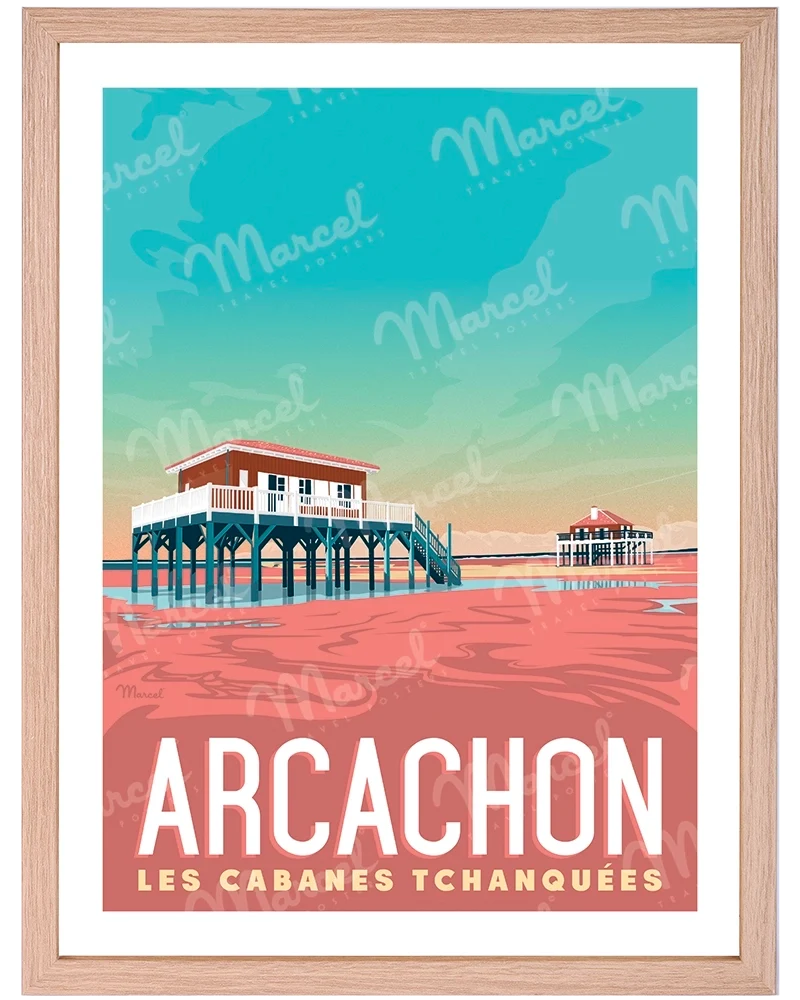 Affiche ARCACHON "Les Cabanes Tchanquées"