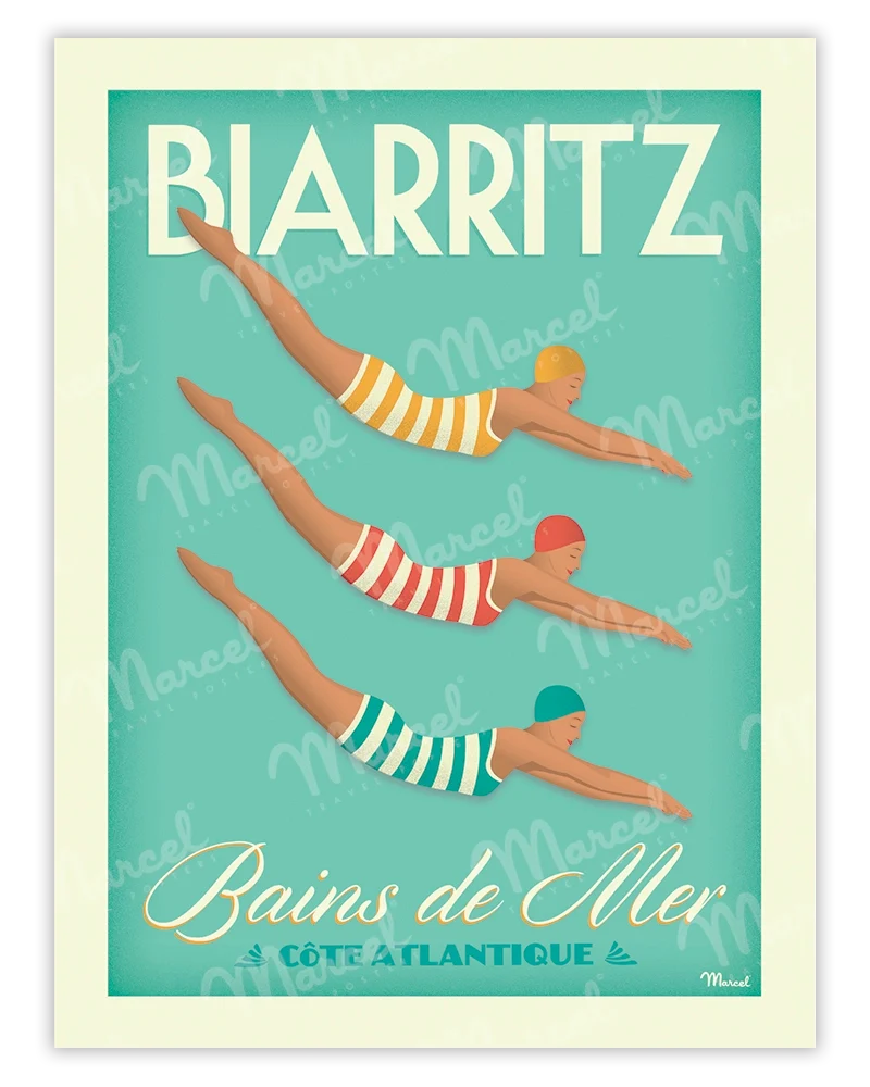 Affiche BIARRITZ "Bains de Mer"