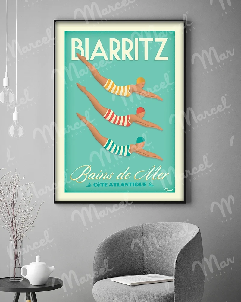 Affiche BIARRITZ "Bains de Mer"