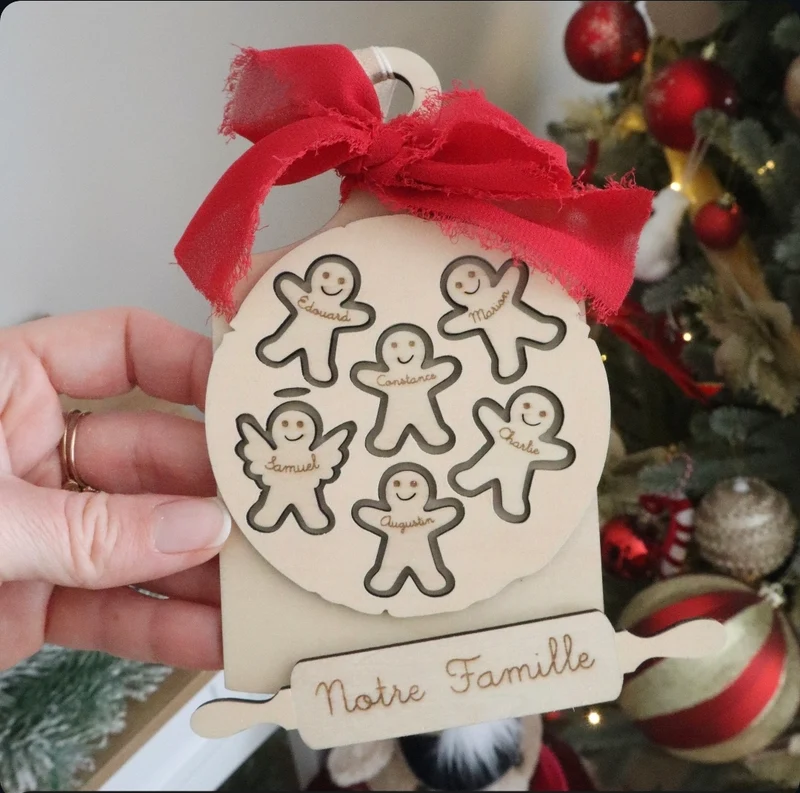 Bientôt de retour - Décoration de Noël - Famille de pains d'épices à personnaliser (plus de personnages possibles)