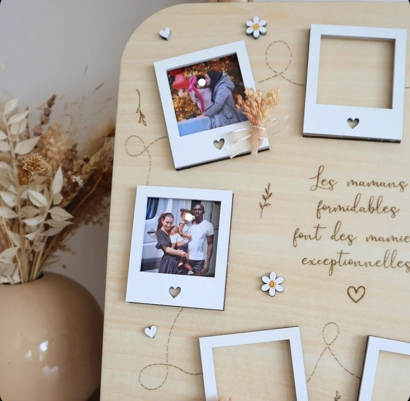 Cadre photos - Fête des mères, nounous ... texte et fleurs à personnaliser