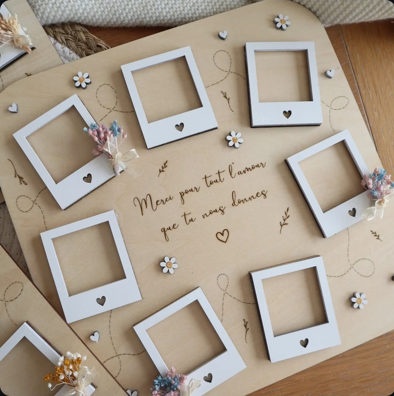 Cadre photos - Fête des mères, nounous ... texte et fleurs à personnaliser