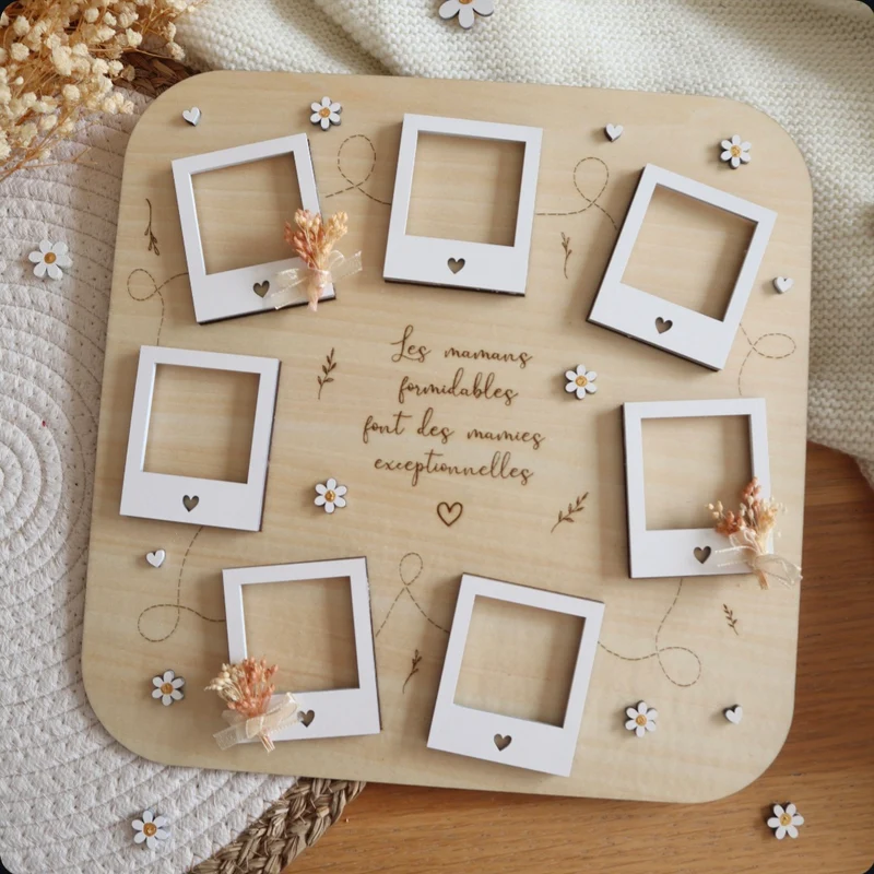 Cadre photos - Fête des mères, nounous ... texte et fleurs à personnaliser
